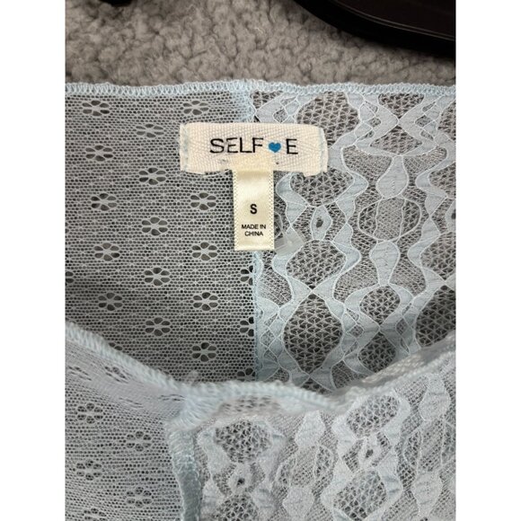 Self Esteem Juniors' Sheer Boat-Neck Long-Sleeve Mesh Top Blue Size Small NWOT's - Picture 6 of 8